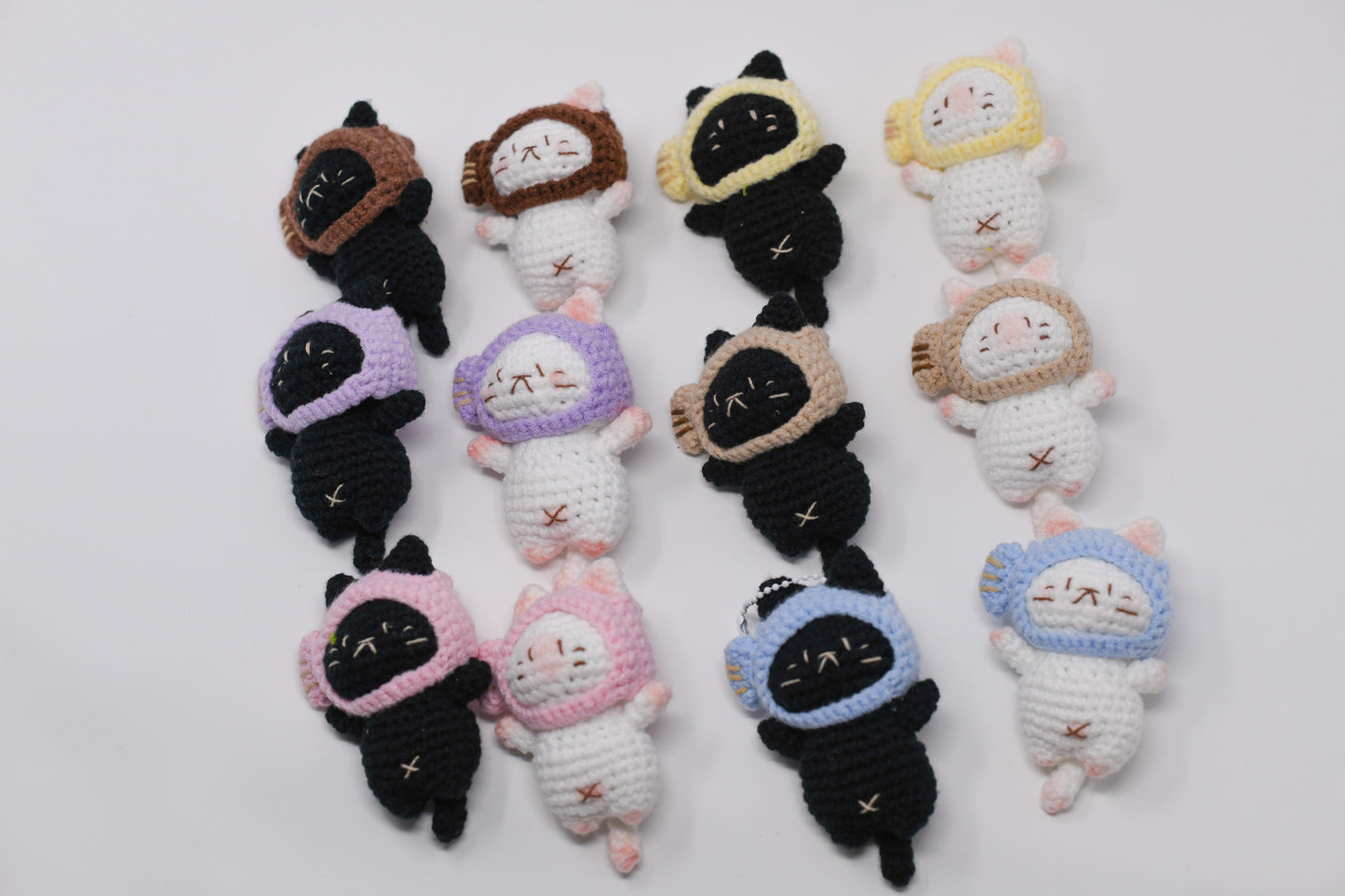 Cat with Fish hat Keychain.